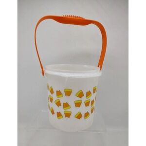 Tupperware Halloween Candy Corn Treat Bucket with Handle 5 Liter  NO Lid